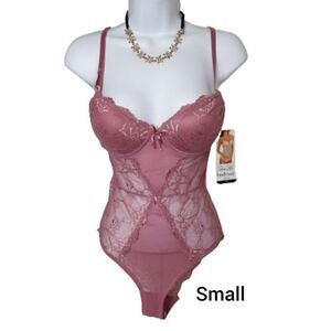 Rene Rofe Push Up Bodysuit Lace Sexy Teddy Lingerie Bodysuit NWT